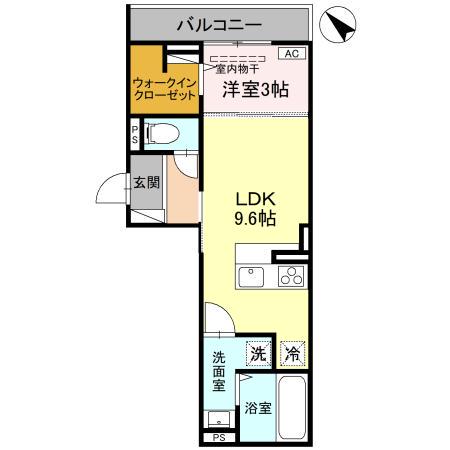 プレミアステイツY(1LDK/3階)の間取り写真