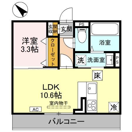 プレミアステイツY(1LDK/1階)の間取り写真