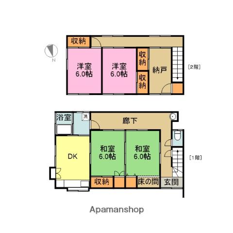 新潟県長岡市 2階建 築53年(4SDK)の間取り写真