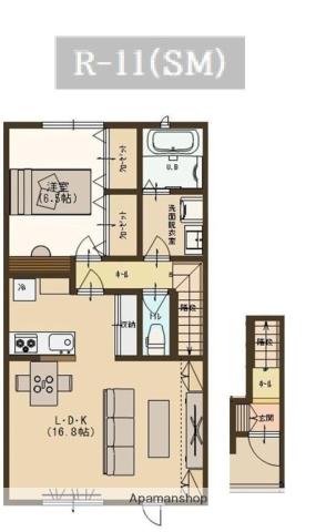 ユーソニアン・三仏生A(1LDK/2階)の間取り写真
