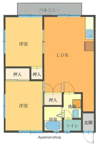 グリーンパレス(2LDK/2階)の間取り写真