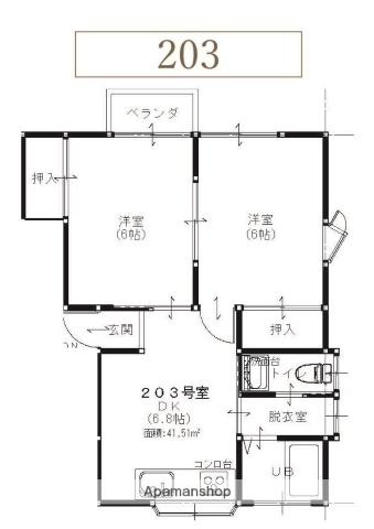 フローレスⅡ(2DK/2階)の間取り写真