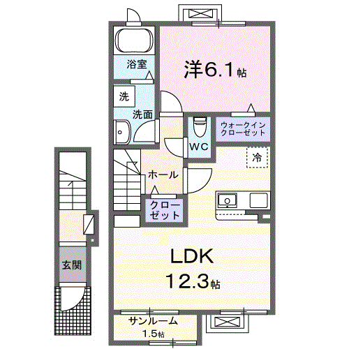 エトワール(1LDK/2階)の間取り写真