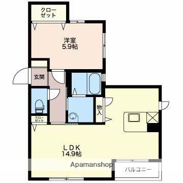 カーサ・フェリーチェA(ワンルーム/2階)の間取り写真