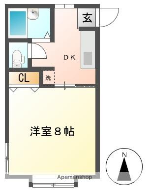 新潟県長岡市 2階建 築39年(1K/2階)の間取り写真