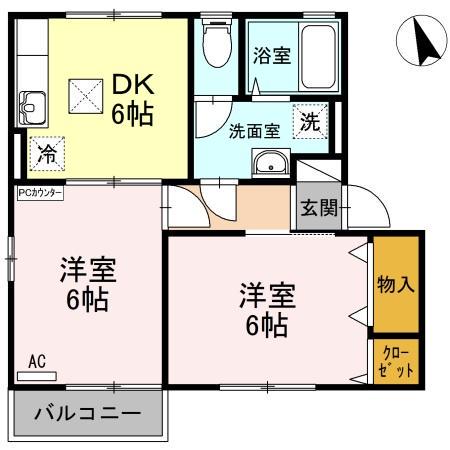 セジュールプラッツ(2DK/1階)の間取り写真