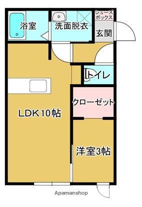 BELL CIEL B(1LDK/1階)の間取り写真