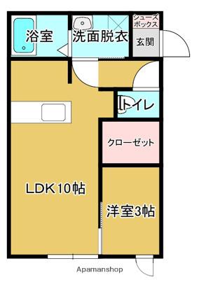 BELL CIEL B(1LDK/2階)の間取り写真