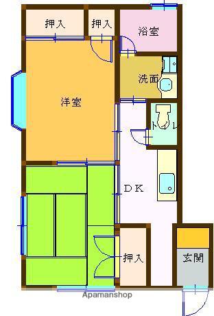 コーポダイム(2K/1階)の間取り写真