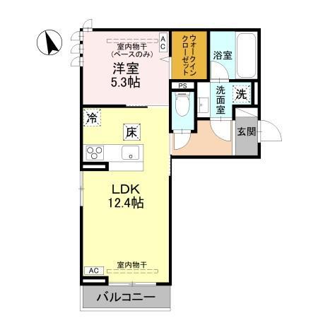 DーROOM福住 A棟(1LDK/1階)の間取り写真