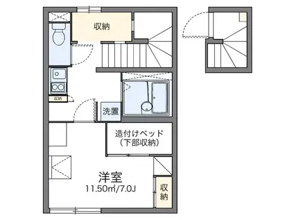 レオパレスM(1K/2階)の間取り写真