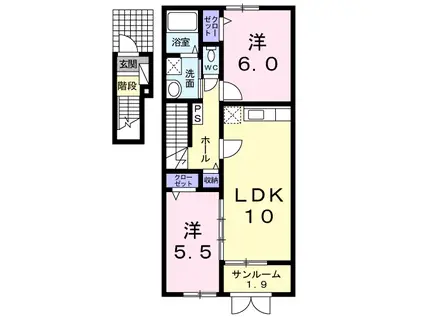 エチュード(2LDK/2階)の間取り写真