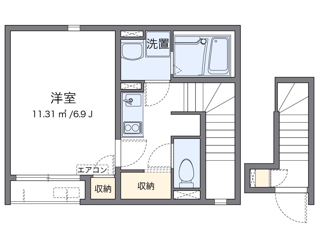 レオネクスト東堀(1K/2階)の間取り写真