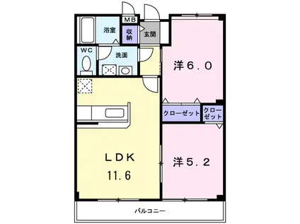 F・フレンテ(2LDK/2階)の間取り写真