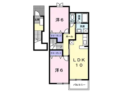 コーストヒルズ(2LDK/2階)の間取り写真