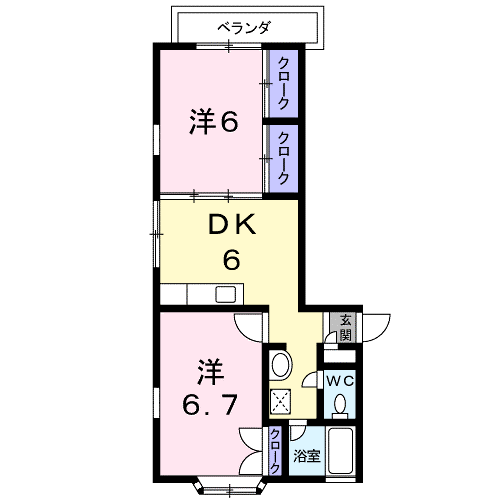 サンステージ(2DK/2階)の間取り写真