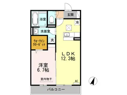 シャイン陽街(1LDK/1階)の間取り写真