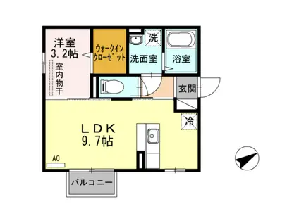 アバカス大野(1LDK/2階)の間取り写真