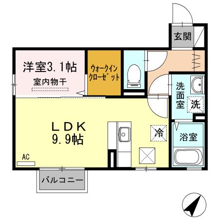 ネージュSⅡ(1LDK/1階)の間取り写真