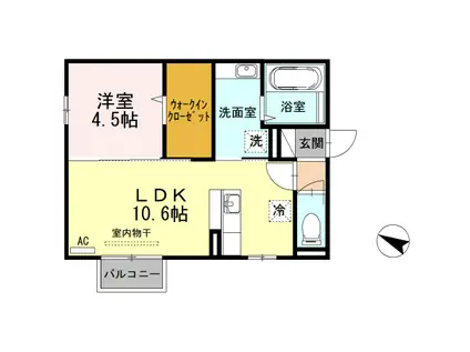 グランコート B(1LDK/2階)の間取り写真