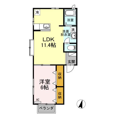 モイドーム松海が丘(1LDK/1階)の間取り写真