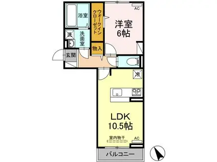 エルフォルク(1LDK/3階)の間取り写真