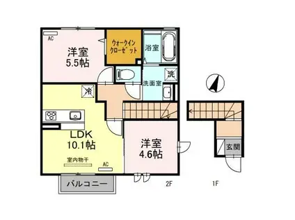 エクセレント上近江 A(2LDK/2階)の間取り写真