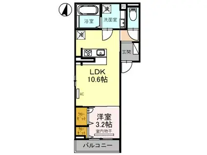 オルレアン(1LDK/3階)の間取り写真