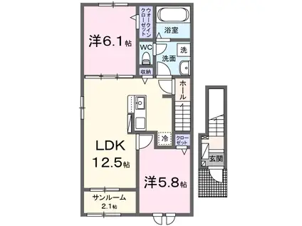 ルミエール(2LDK/2階)の間取り写真