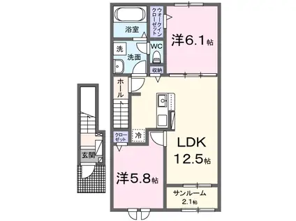 ルミエール(2LDK/2階)の間取り写真