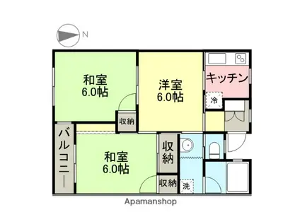 マンションさくらB棟(3K/2階)の間取り写真