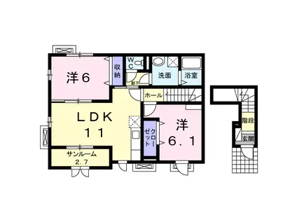 グラース・アルカディア(2LDK/2階)の間取り写真