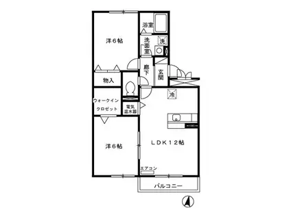 エルスリーモナミ(2LDK/2階)の間取り写真