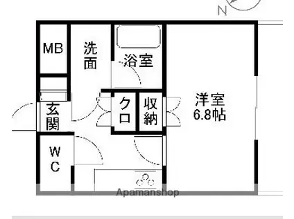 ファーストクラス大学南(1K/1階)の間取り写真