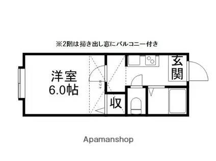 砂山コーポエンジェルス(1K/2階)の間取り写真