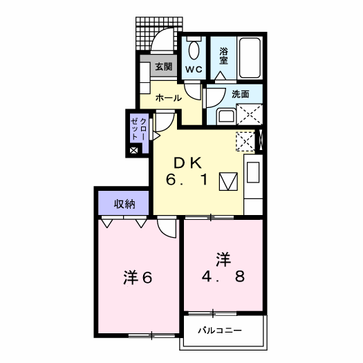 アピオンTOYOHIRAⅡ(2DK/1階)の間取り写真