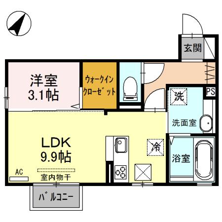 マリオンⅣ(1LDK/2階)の間取り写真