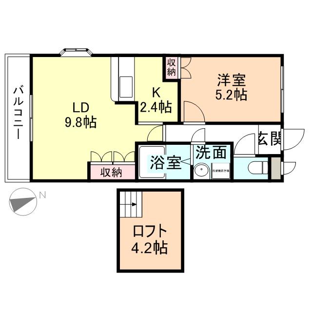 サイネリアーKⅡ(1LDK/2階)の間取り写真