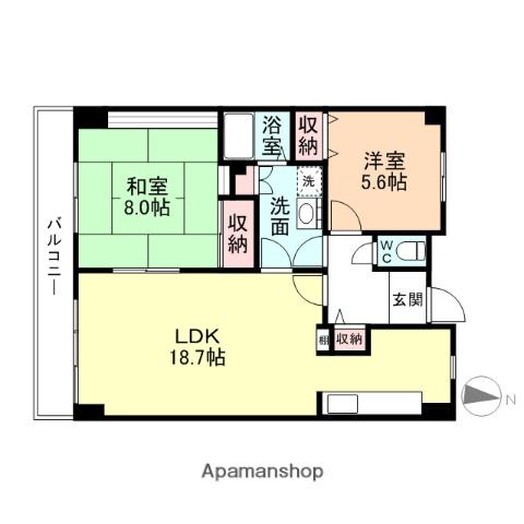 花見橋ハイツ(2LDK/7階)の間取り写真