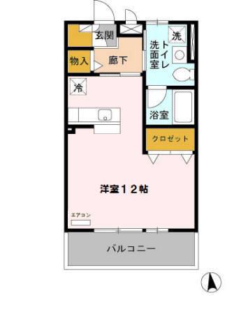 MSハイム(ワンルーム/3階)の間取り写真