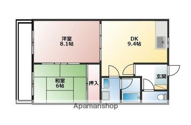 アベニュー布瀬(2DK/1階)の間取り写真