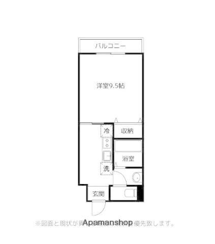 グリーンヒルズ2号館(1K/3階)の間取り写真