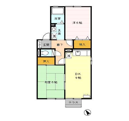 レジデンスアグリー(2DK/1階)の間取り写真