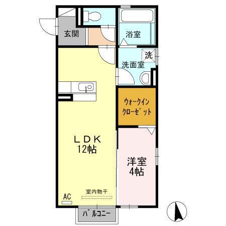 リシェス・オカザキⅣ(1LDK/2階)の間取り写真