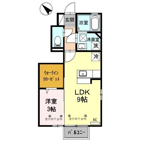 メゾン ド リオン(1LDK/1階)の間取り写真