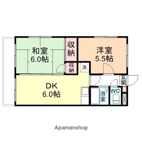 ジョイナス四ツ葉町A(2DK/1階)の間取り写真