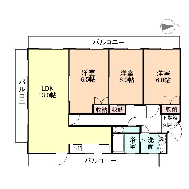 クリオ白銀(3LDK/6階)の間取り写真