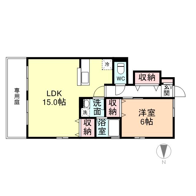 富山地鉄本線 越中荏原駅 徒歩26分 2階建 築13年(2DK/1階)の間取り写真