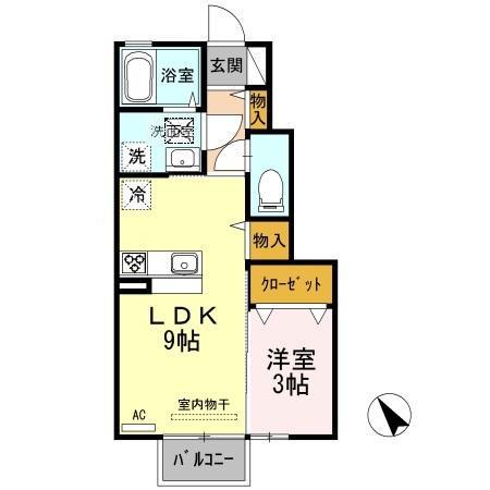 D-ROOMルフィー(1LDK/1階)の間取り写真