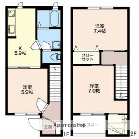 ソサイティー秋吉(3K/1階)の間取り写真